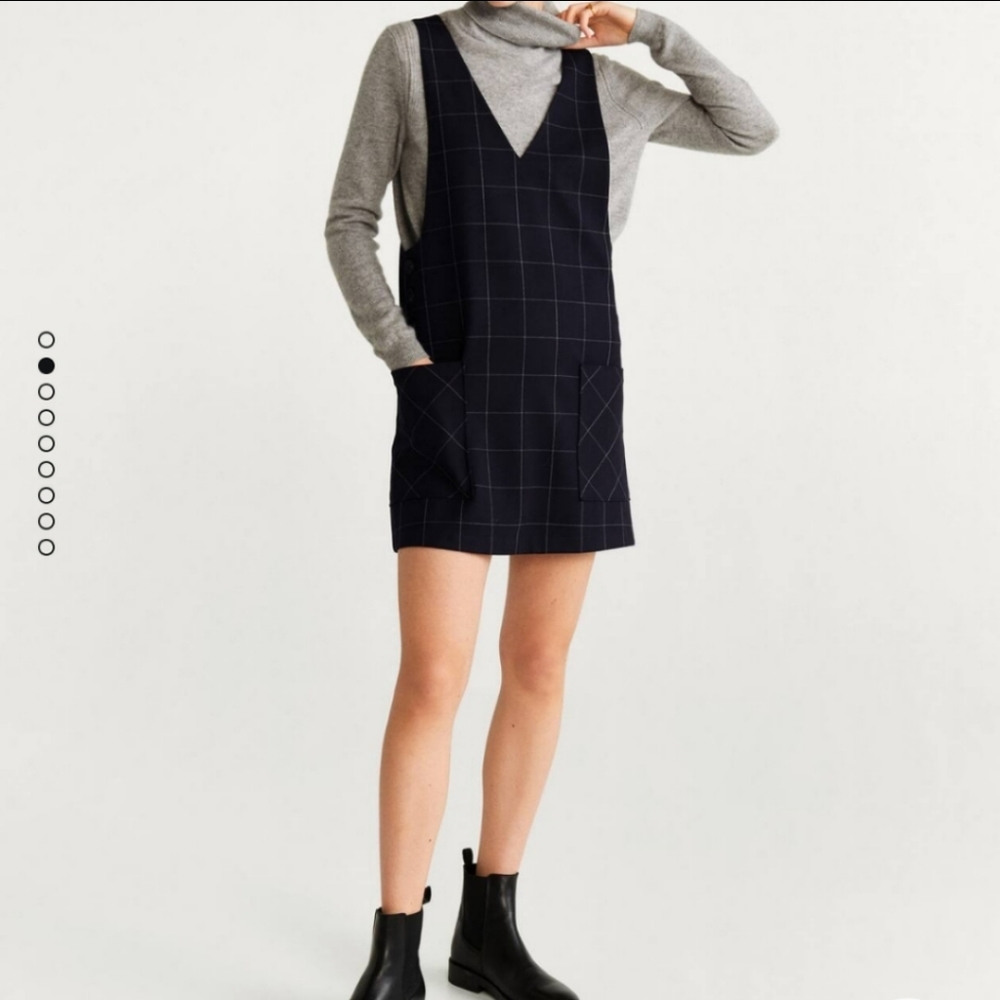 NWOT MNG by Mango Jumper/Overall Dress / Black Plaid / Sz. 4